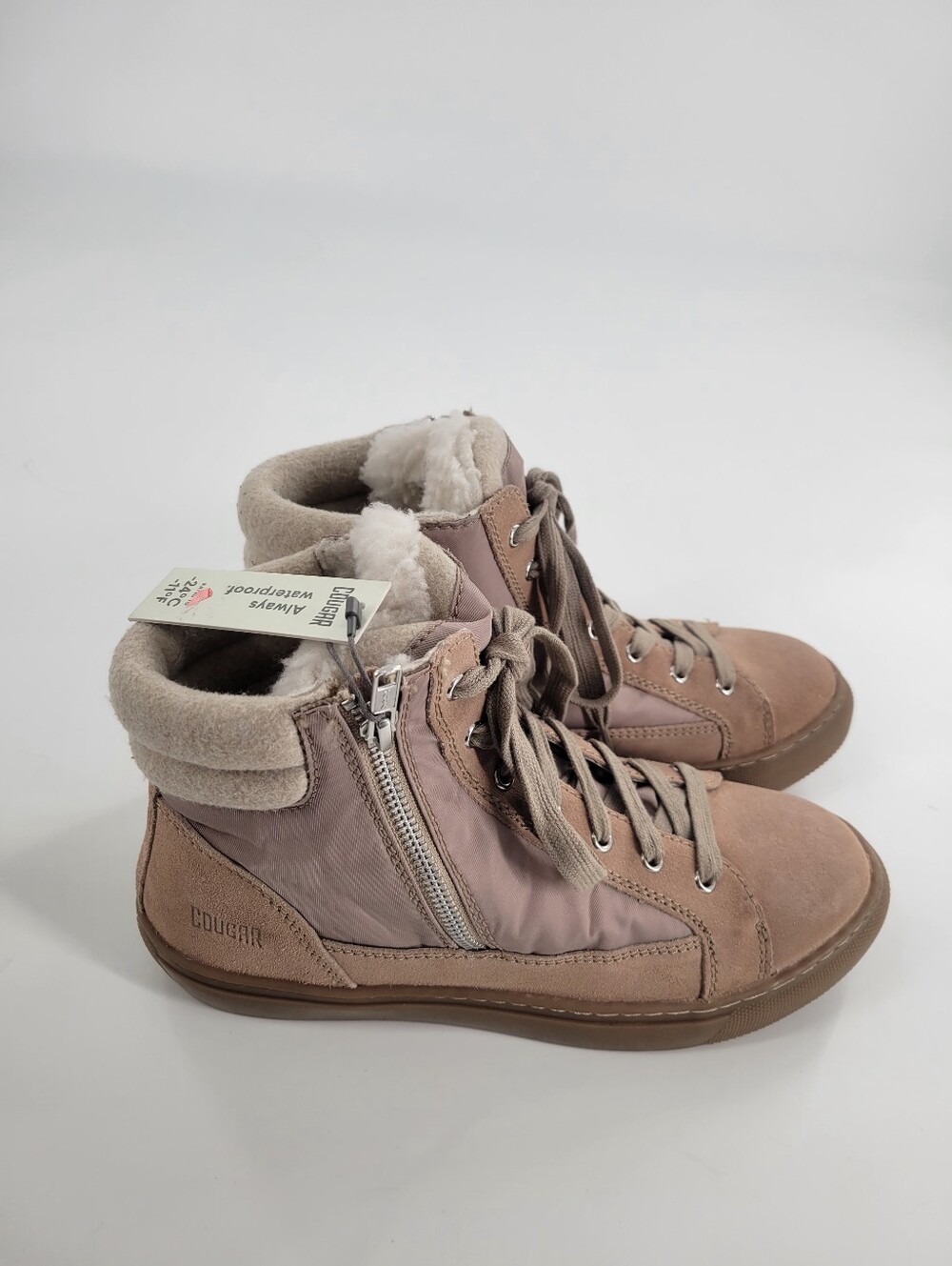 Cougar Taupe Lace-Up High-Top Boots Size 8 New
